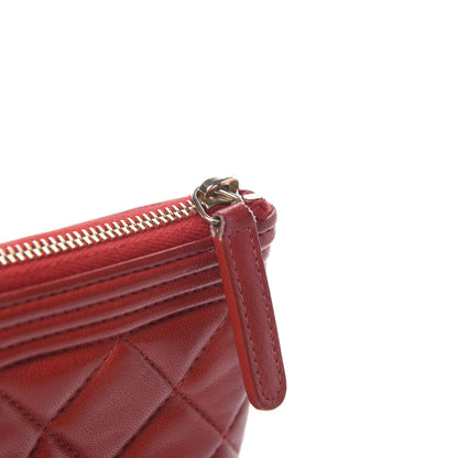 Chanel Lambskin Quilted Large Boy Zip Pouch Red 9 of 10