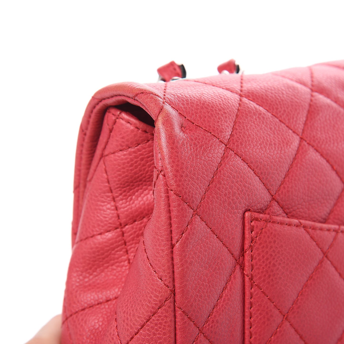 Washed Caviar Quilted Jumbo Single Flap Fuchsia