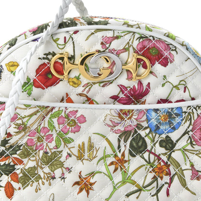 Gucci Canvas Flora Floral Trapuntata Small Zumi Dome Shoulder Bag White 19 of 21