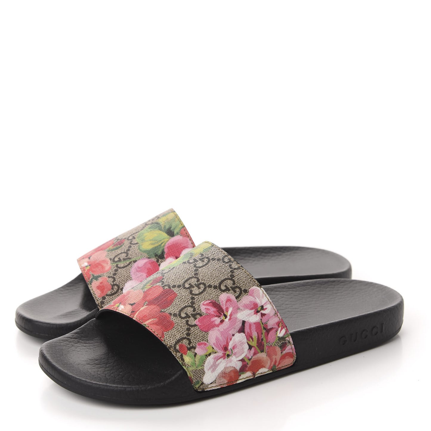 GG Supreme Monogram Blooms Slide Sandals 38 Beige Multicolor