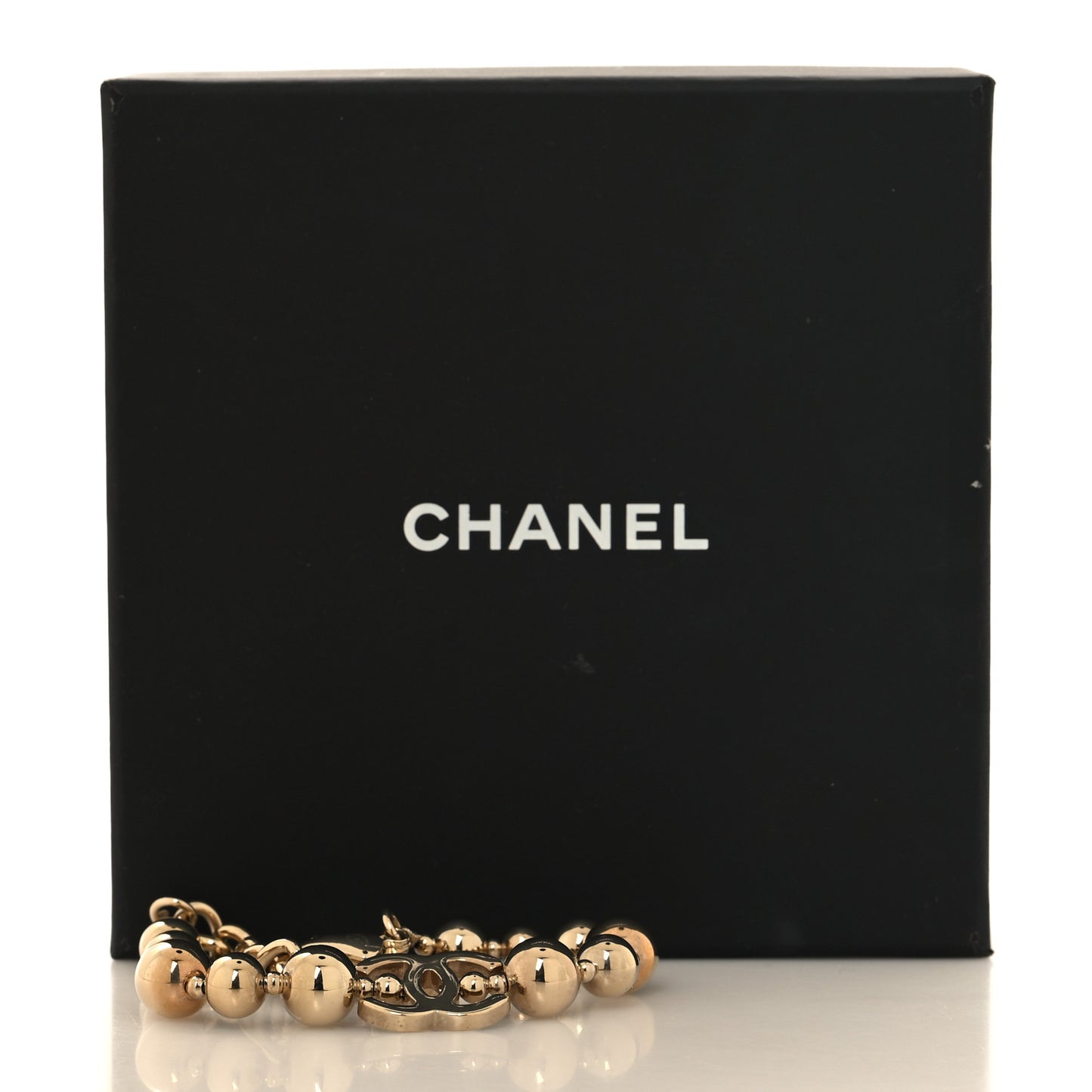 Metal Beaded CC Bracelet Gold