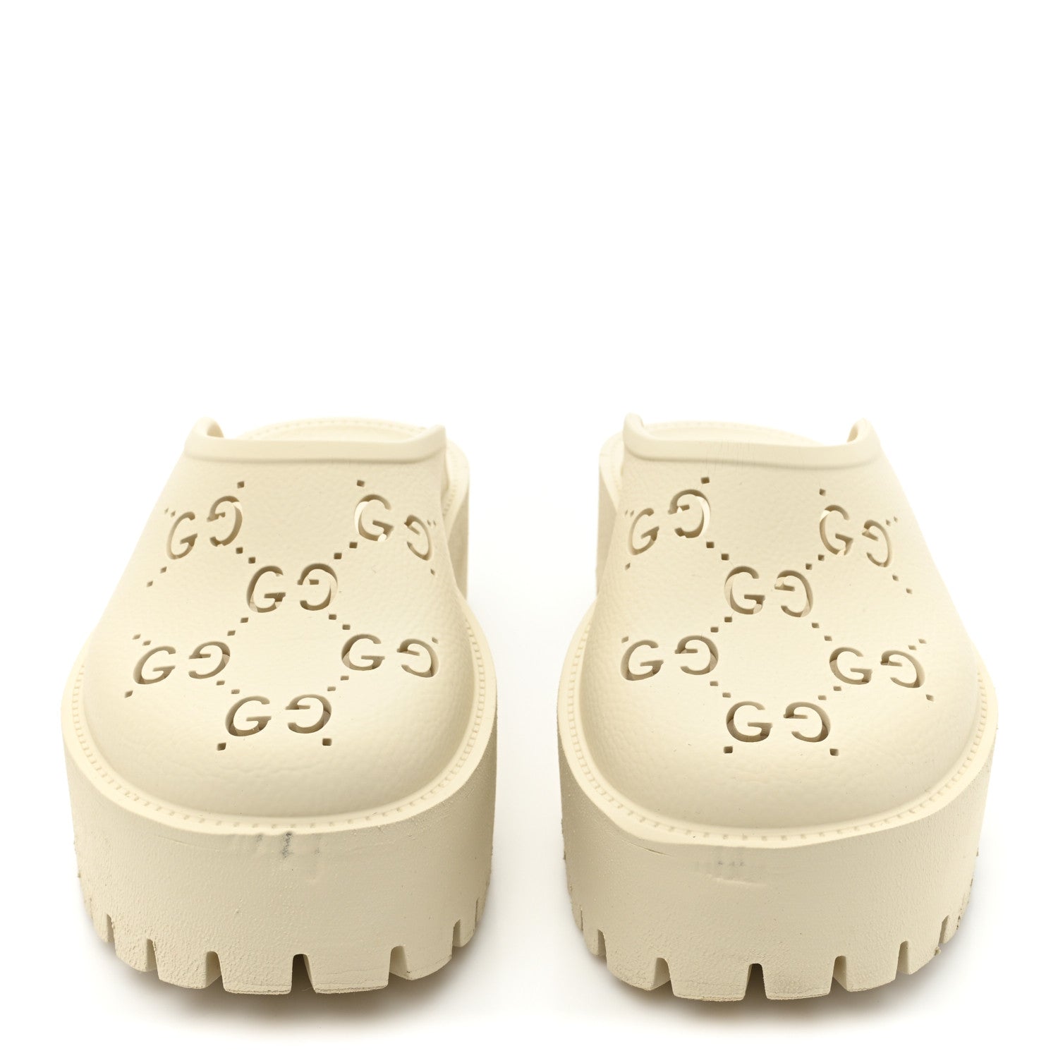 Gucci Rubber GG Monogram Perforated Elea Platform 55mm Lug Sole Sandals 39 Mystic White 2 of 16