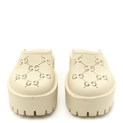 Gucci Rubber GG Monogram Perforated Elea Platform 55mm Lug Sole Sandals 39 Mystic White 2 of 16