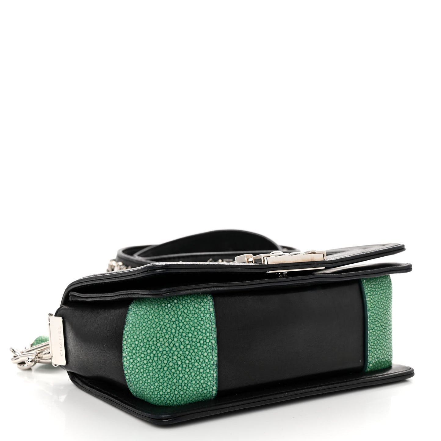 Lambskin Studded Galuchat Stingray Small Boy Crossbody Flap Black