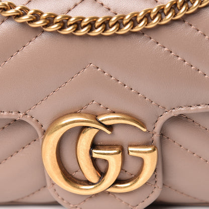 Gucci Calfskin Matelasse Super Mini GG Marmont Shoulder Bag Porcelain Rose 8 of 13