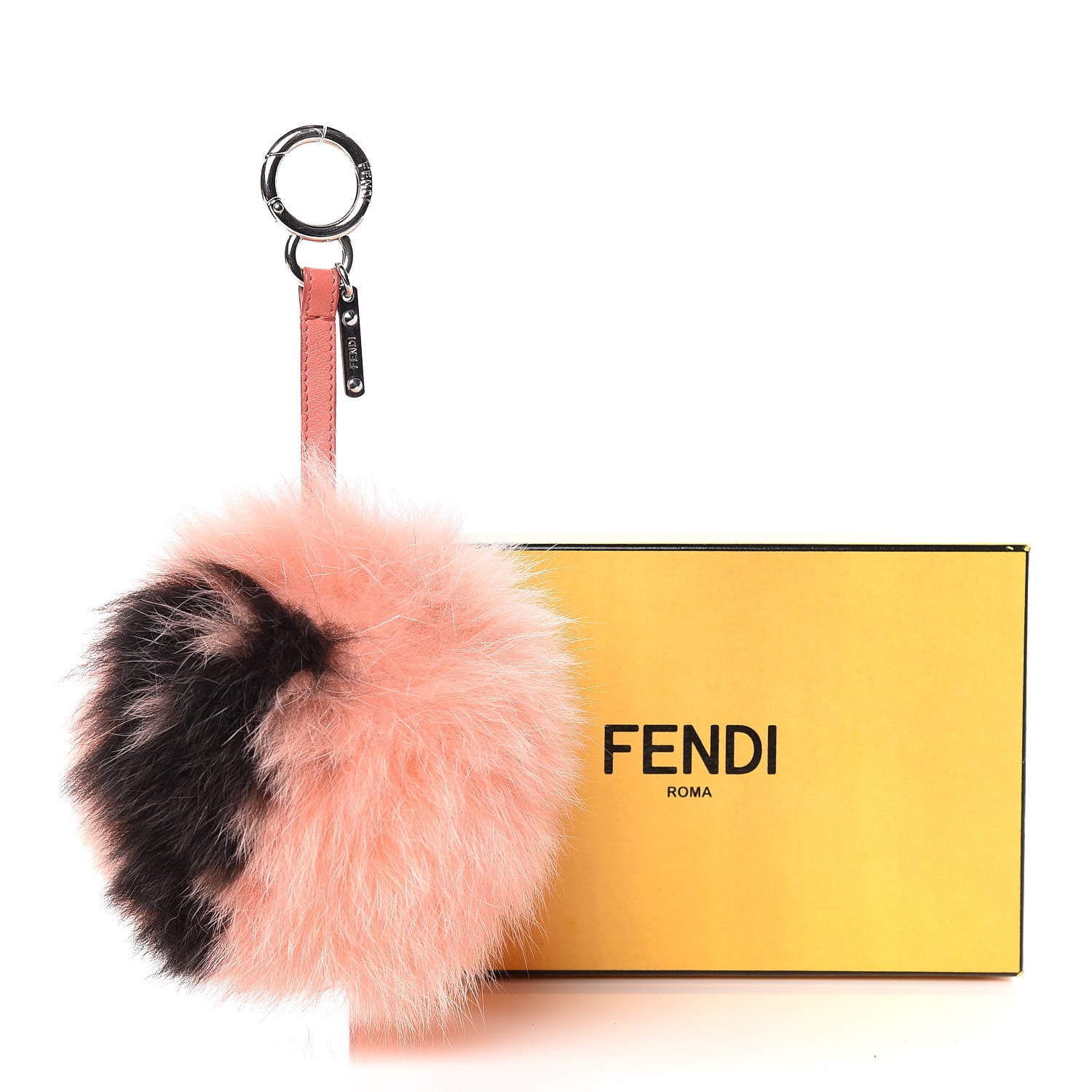 Fendi Fox Fur Y ABCharm Bag Charm Pink Black 4 of 4