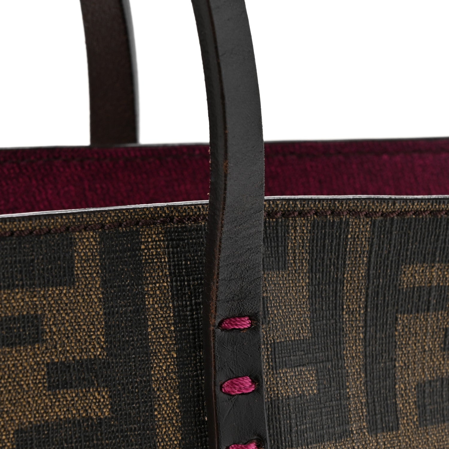 Fendi Zucca Spalmati Small Roll Tote Tobacco Fuxia 10 of 15