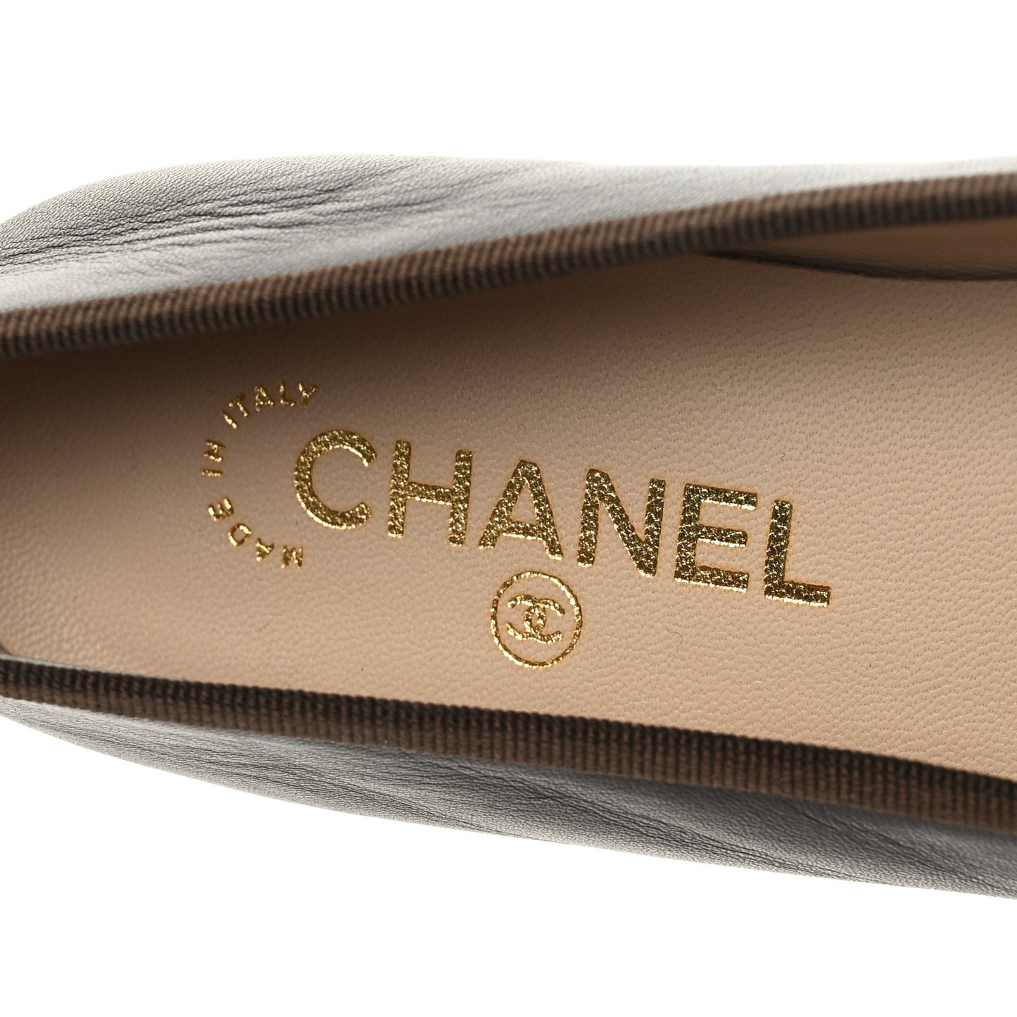 Lambskin Cap Toe CC Ballerina Flats 39 Brown Black