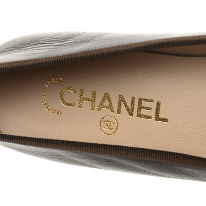 Chanel Lambskin Cap Toe CC Ballerina Flats 39 Brown Black 6 of 7