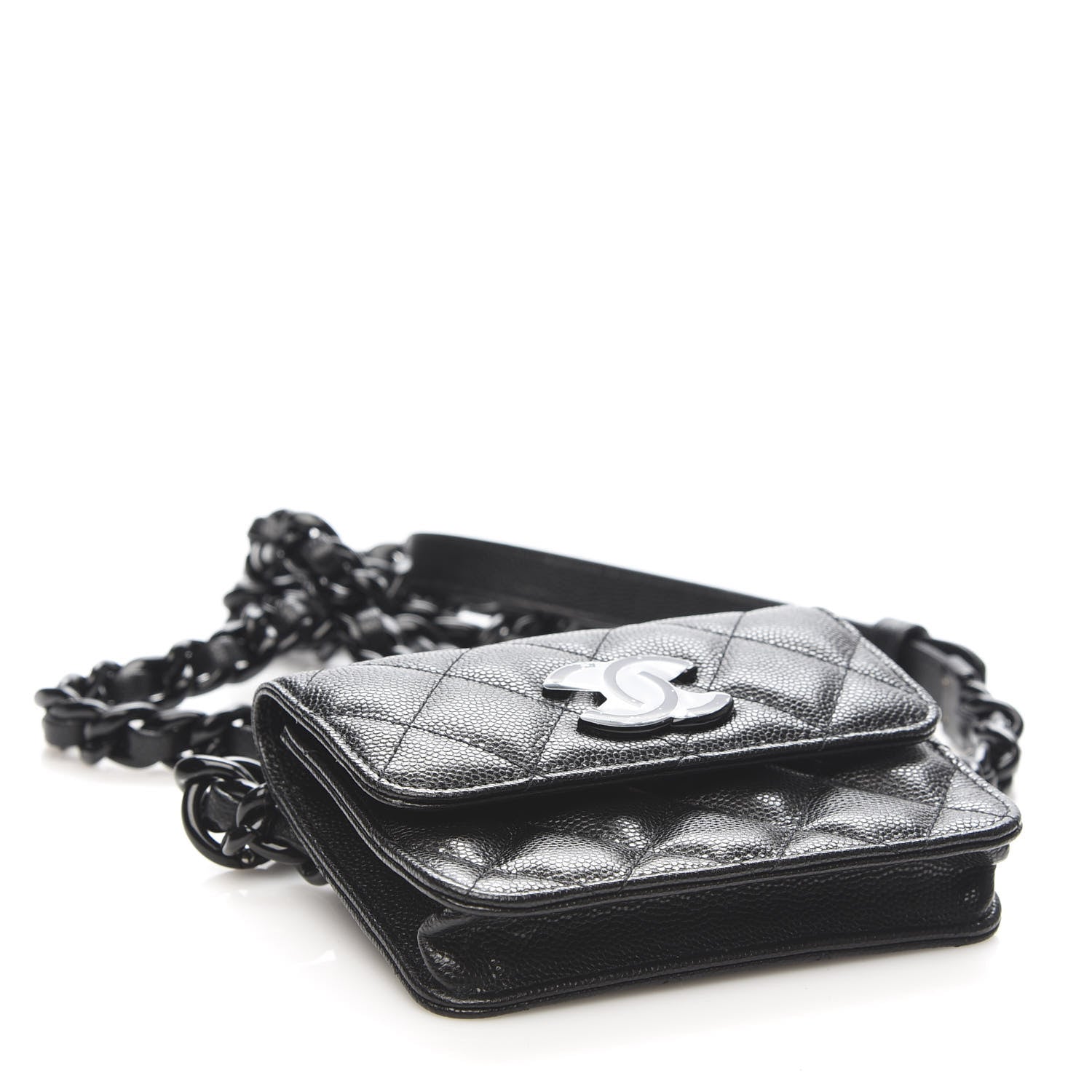 Chanel Caviar Quilted Incognito Belt Flap Card Holder Black 4 of 12
