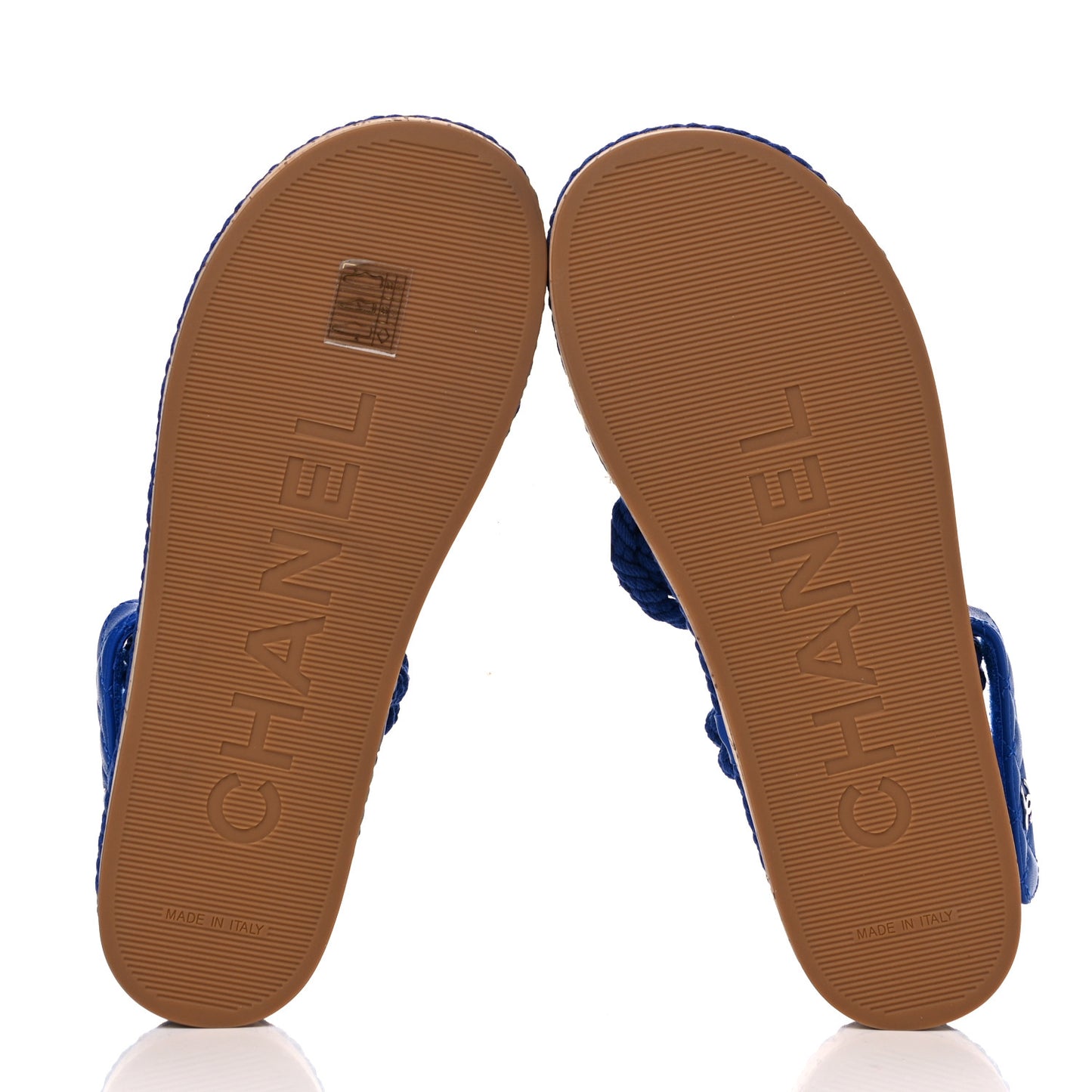 Cord Lambskin Quilted Logo Sandals 39 Blue