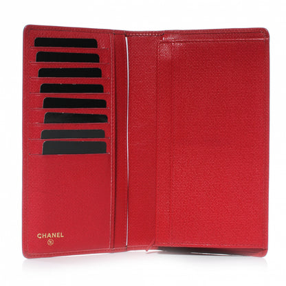 Chanel Textured Calfskin Large Yen Wallet Red 8 of 13