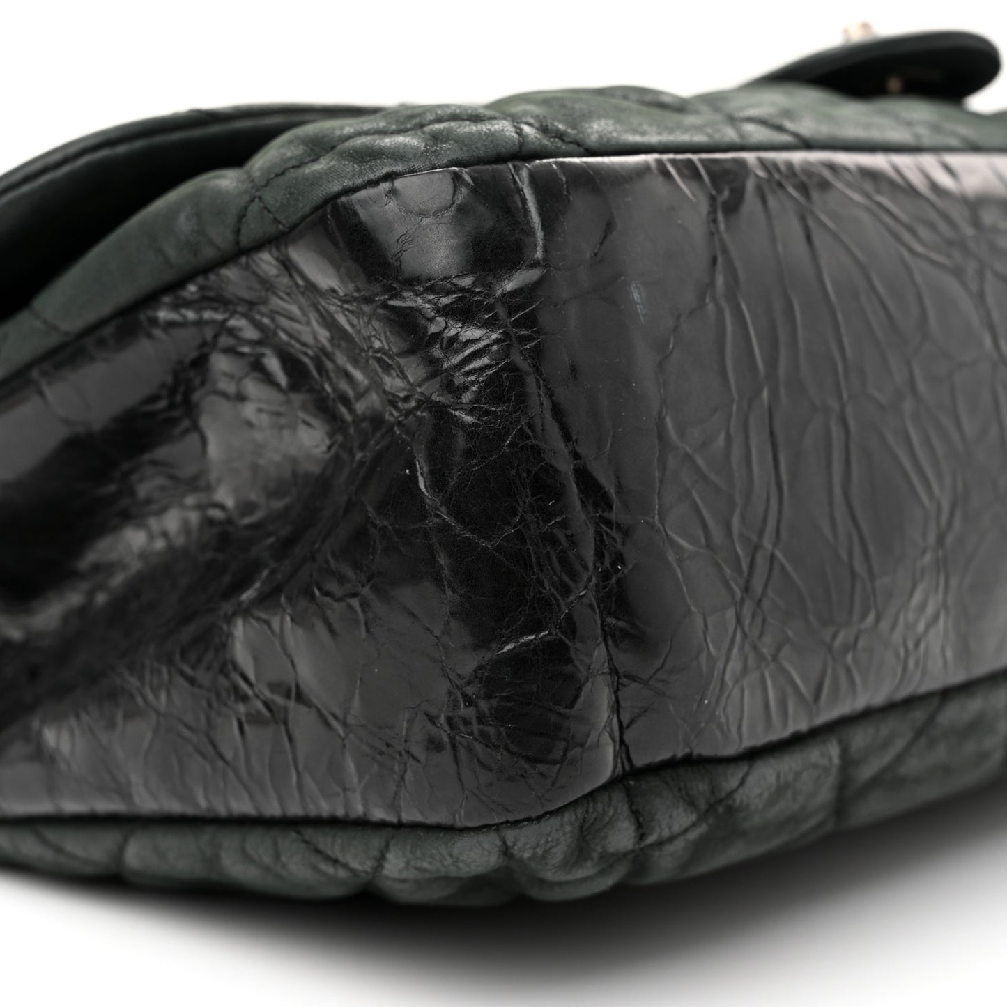 Iridescent Calfskin In The Mix Jumbo Flap Green Black