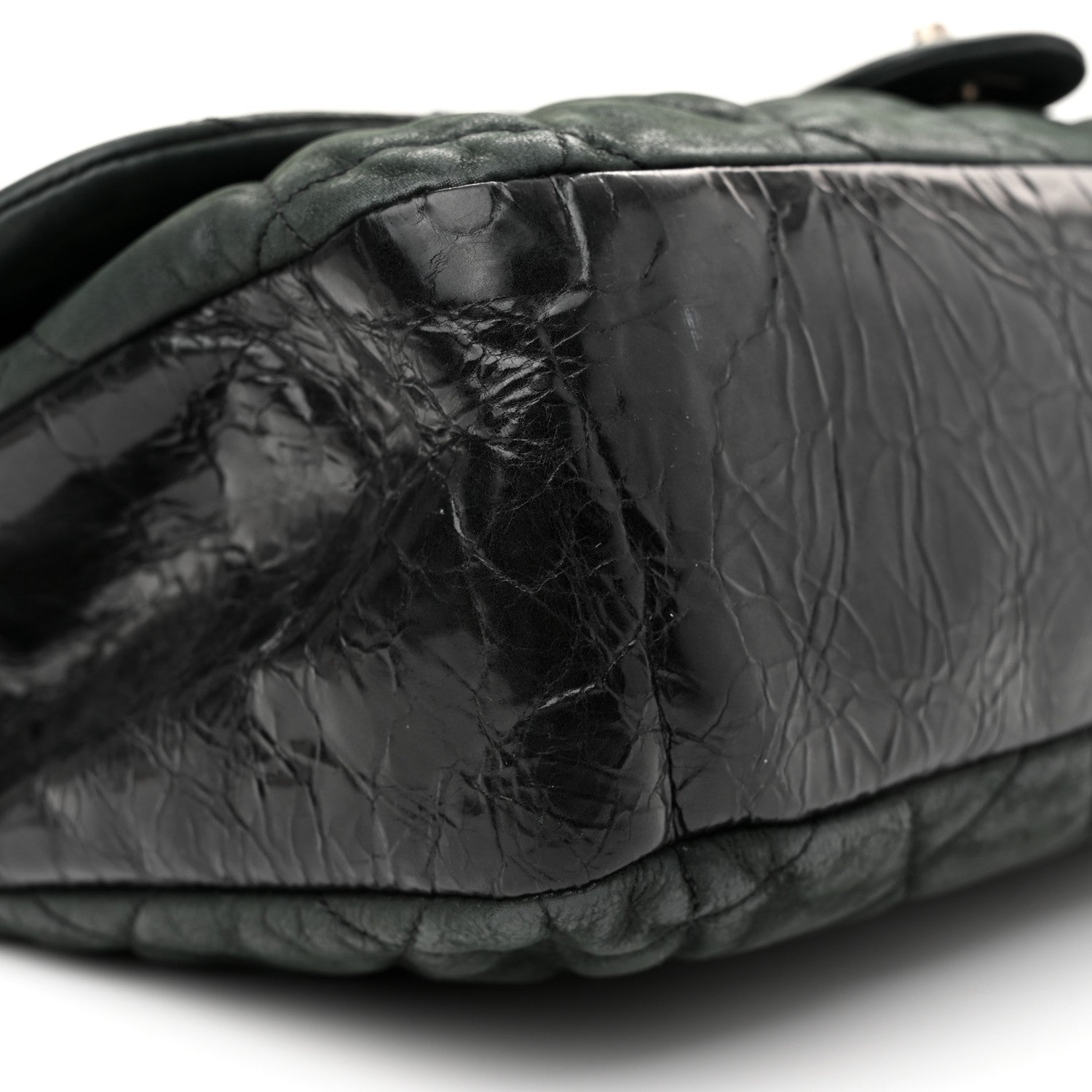 Chanel Iridescent Calfskin In The Mix Jumbo Flap Green Black 9 of 12