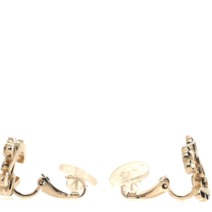 Chanel Metal Resin CC Clip On Earrings Gold Black Pearly White 3 of 5