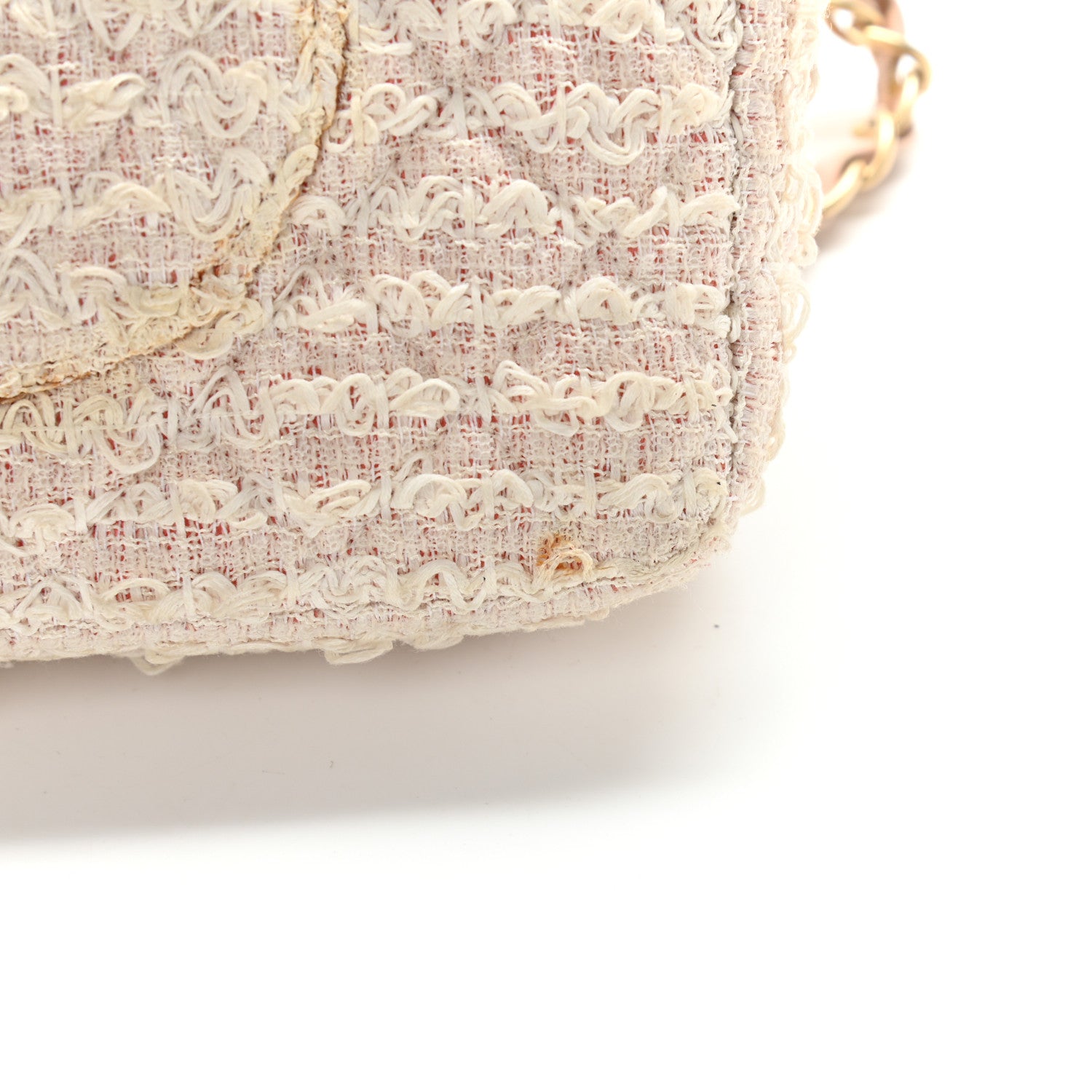 Chanel Tweed Quilted Medium Single Flap White Pink 11 of 18