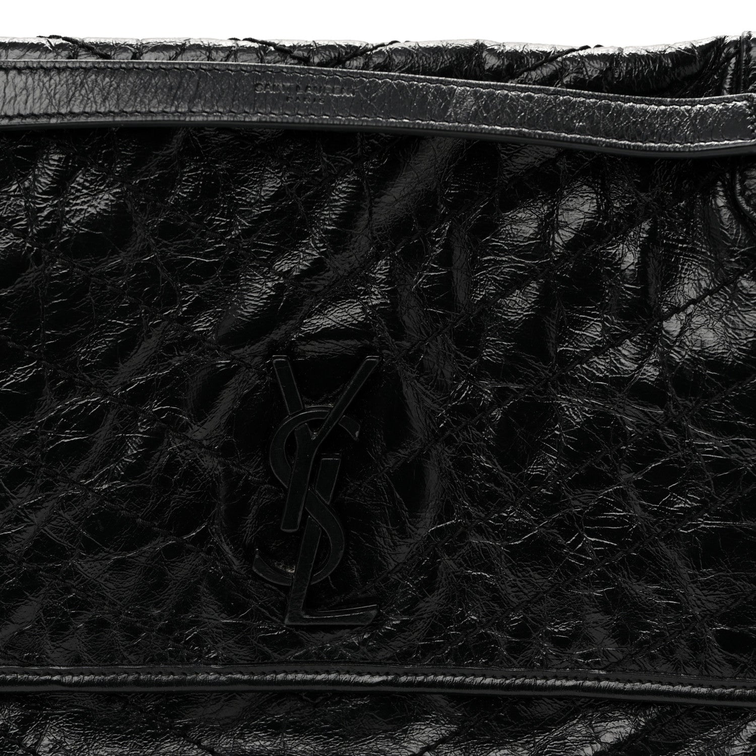 Saint Laurent Crinkled Calfskin Matelasse Monogram Large Niki Chain Satchel Black Black 8 of 10