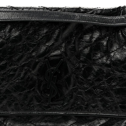 Saint Laurent Crinkled Calfskin Matelasse Monogram Large Niki Chain Satchel Black Black 8 of 10