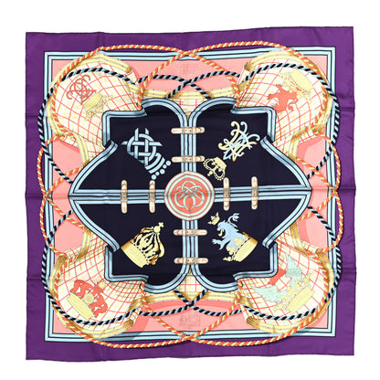 Hermes Silk Grande Tenue Scarf 90 Violet Marine Rose 1 of 6