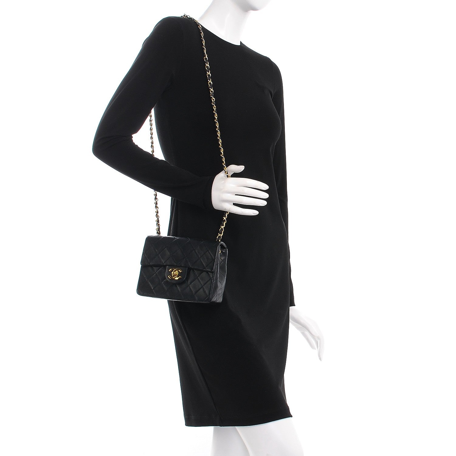 Chanel Lambskin Quilted Mini Square Flap Black 2 of 8