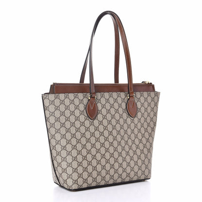 Gucci GG Supreme Monogram Medium Zippered Bucket Tote Beige Tuscany 3 of 7