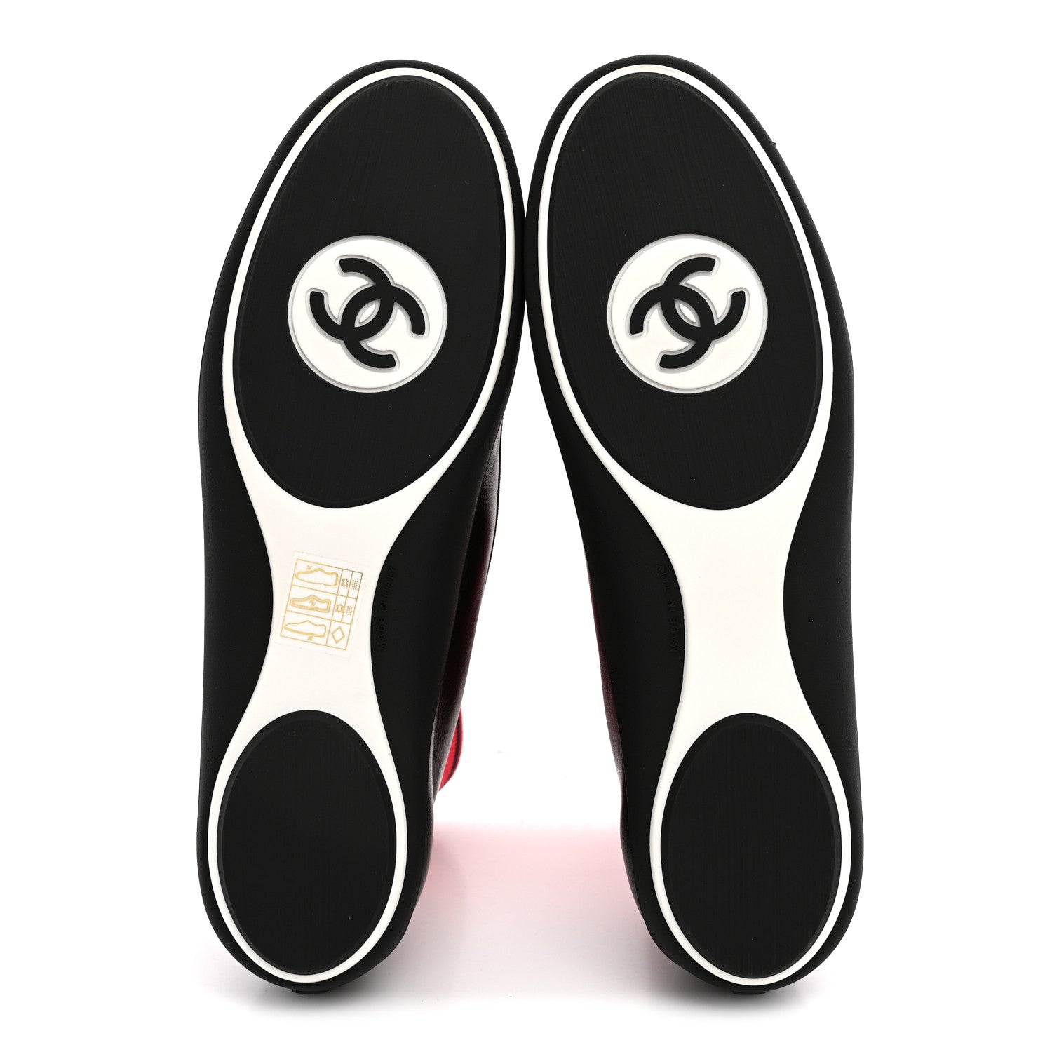 Chanel Lambskin Knit CC Ballerina Sneakers 37.5 Black Red 6 of 9