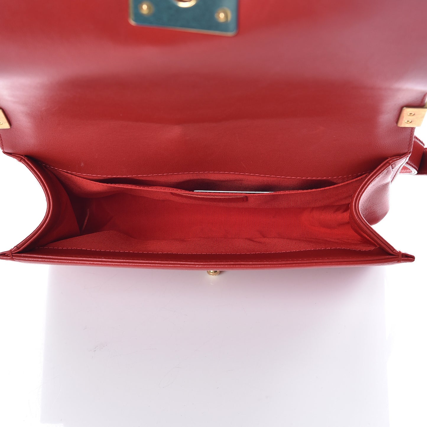 Lambskin Quilted Medium Boy Flap Red