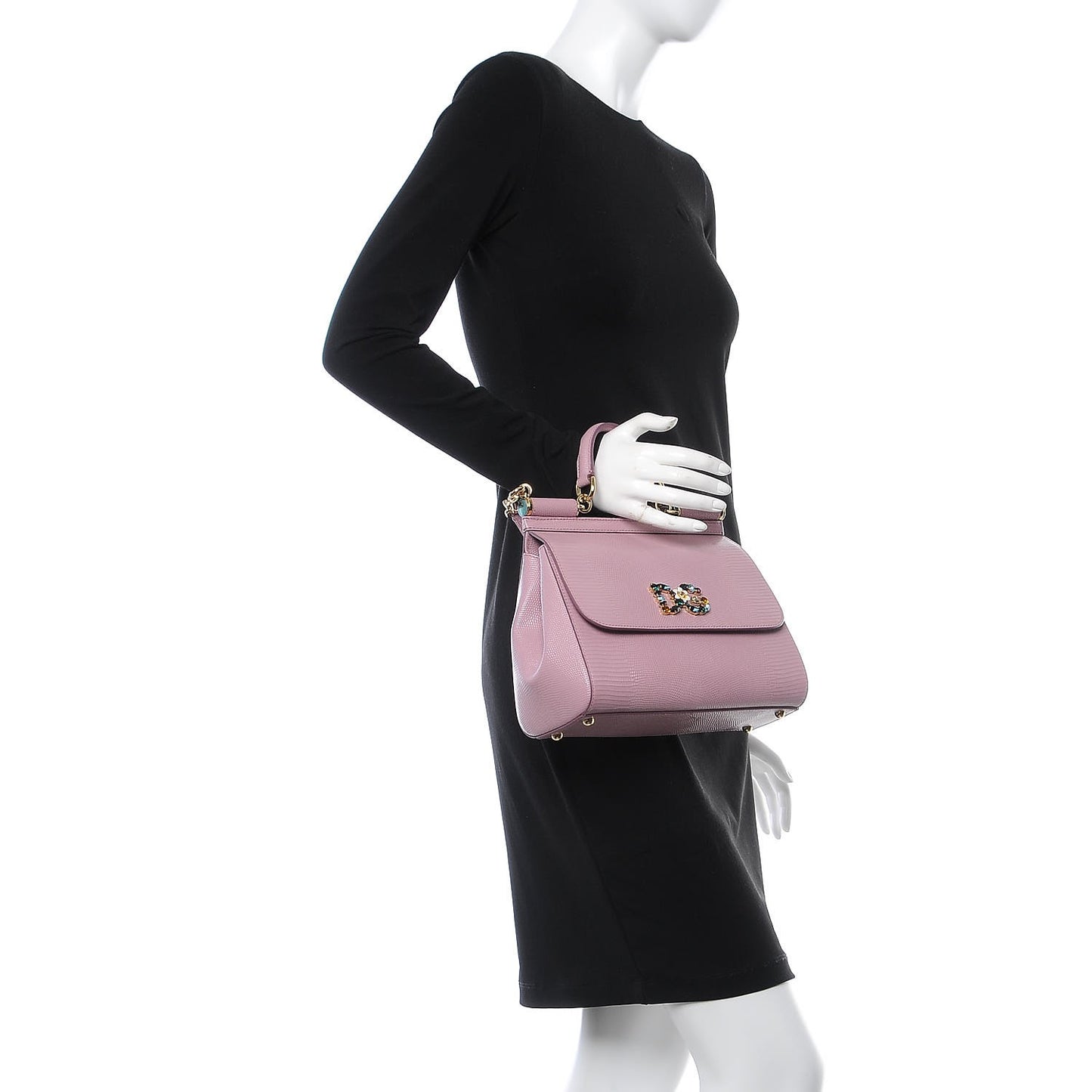 Stampa Iguana Crystal Medium Miss Sicily Satchel Pink