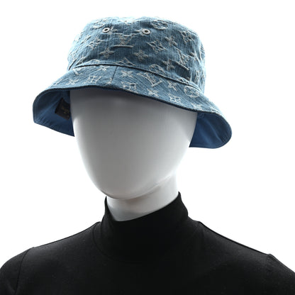Louis Vuitton Monogram Denim Essential Bucket Hat 60 Blue 2 of 9