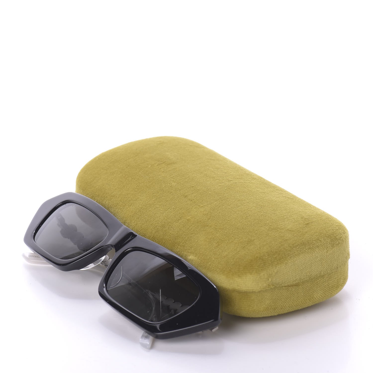 Gucci Acetate Crystal Embellished Rectangle Sunglasses GG0642S Black Gold 9 of 9