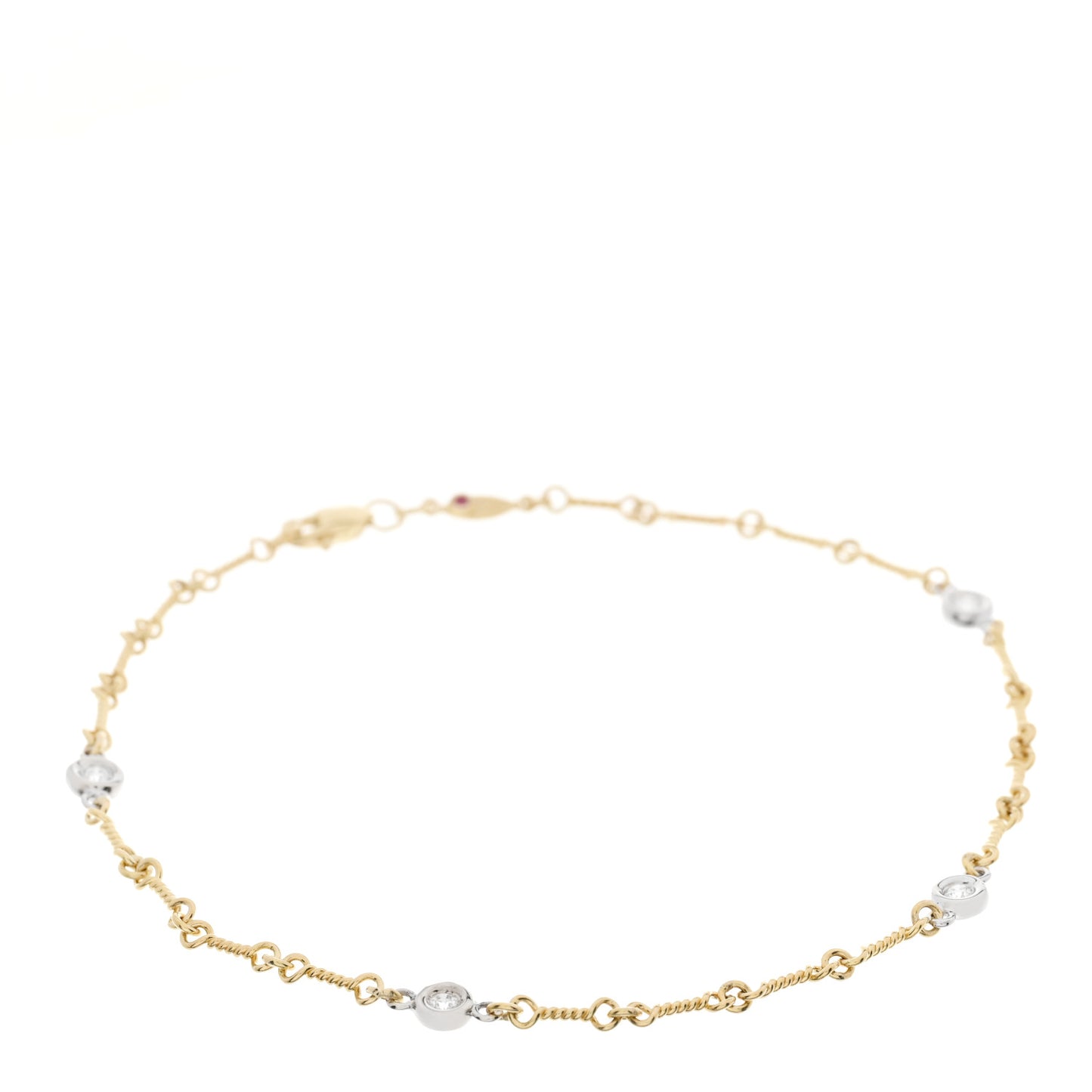 18K Yellow White Gold Diamond DogBone Chain Station Bracelet