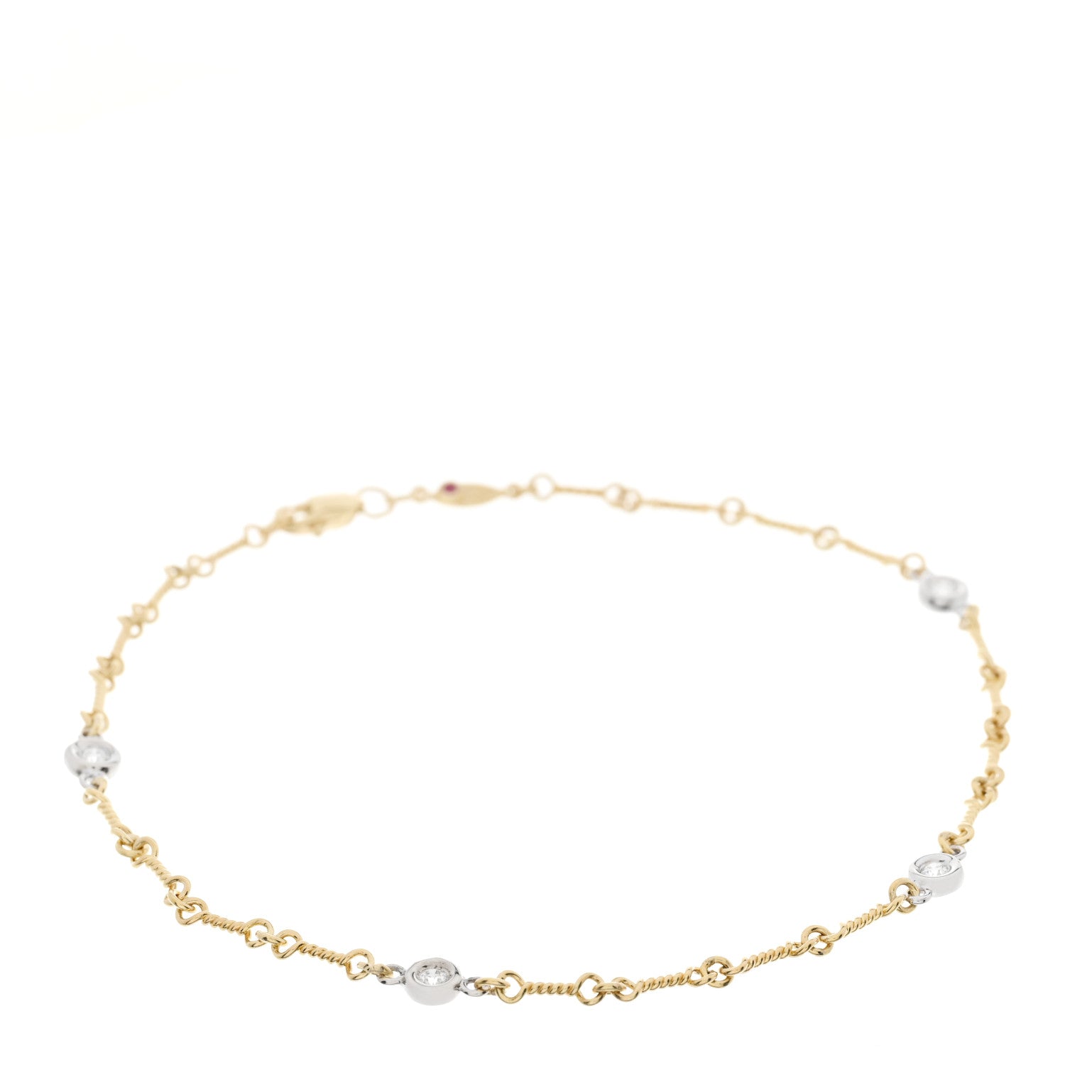 Roberto Coin 18K Yellow White Gold Diamond DogBone Chain Station Bracelet 1 of 3