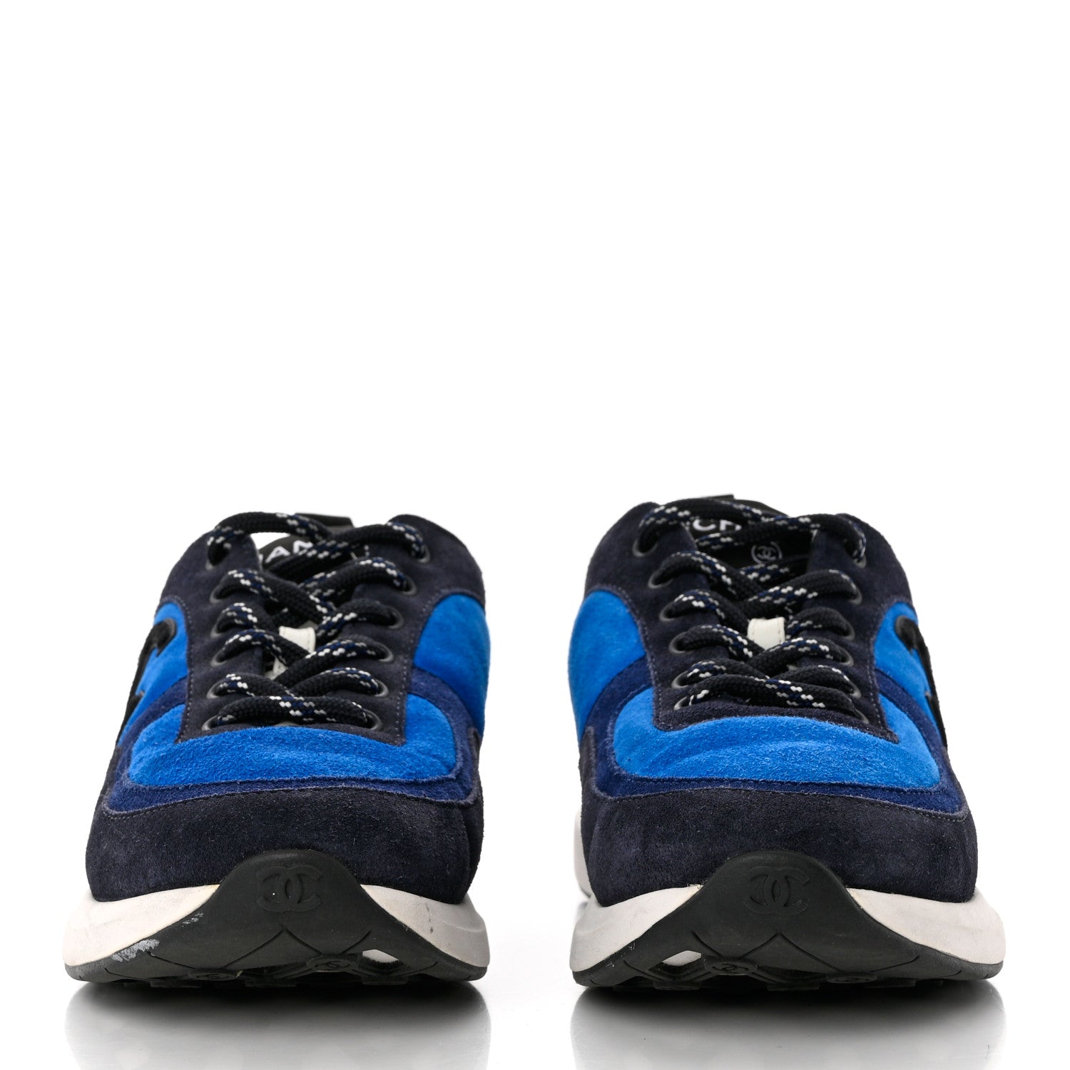 Chanel Suede Calfskin CC Sneakers 37 Blue Navy Dark Navy 2 of 8