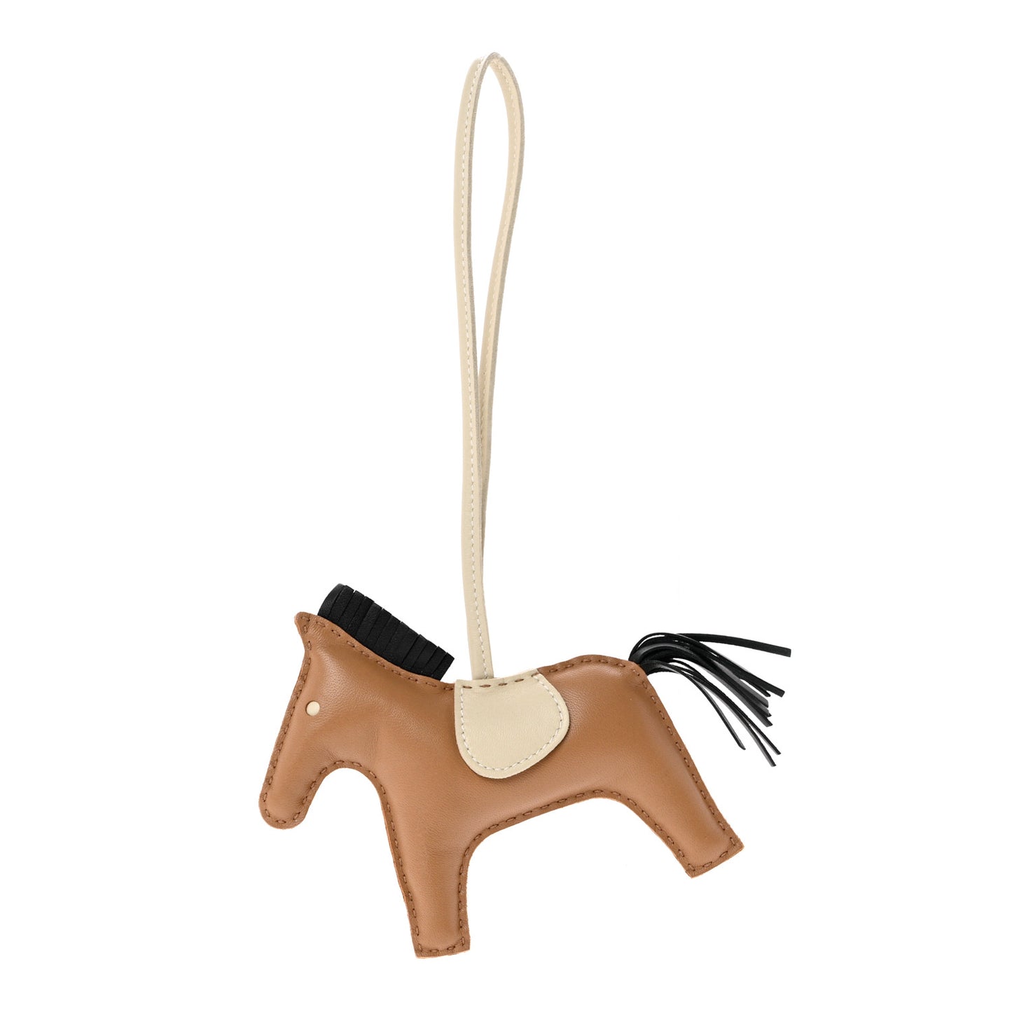 Milo Lambskin Grigri Rodeo Horse Bag Charm MM Chai Black Craie