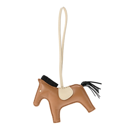Hermes Milo Lambskin Grigri Rodeo Horse Bag Charm MM Chai Black Craie 1 of 4