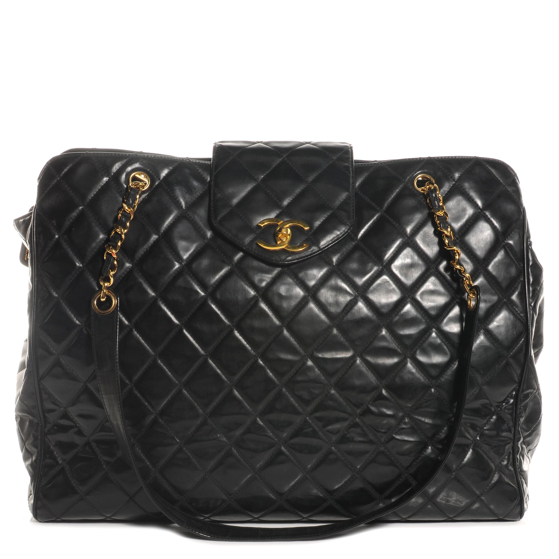 Chanel Vinyl Stitched XL Weekender Black 1 of 8