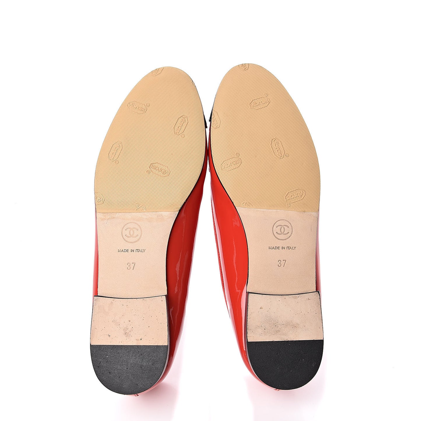 Patent Cap Toe Ballerina Flats 37 Red Black