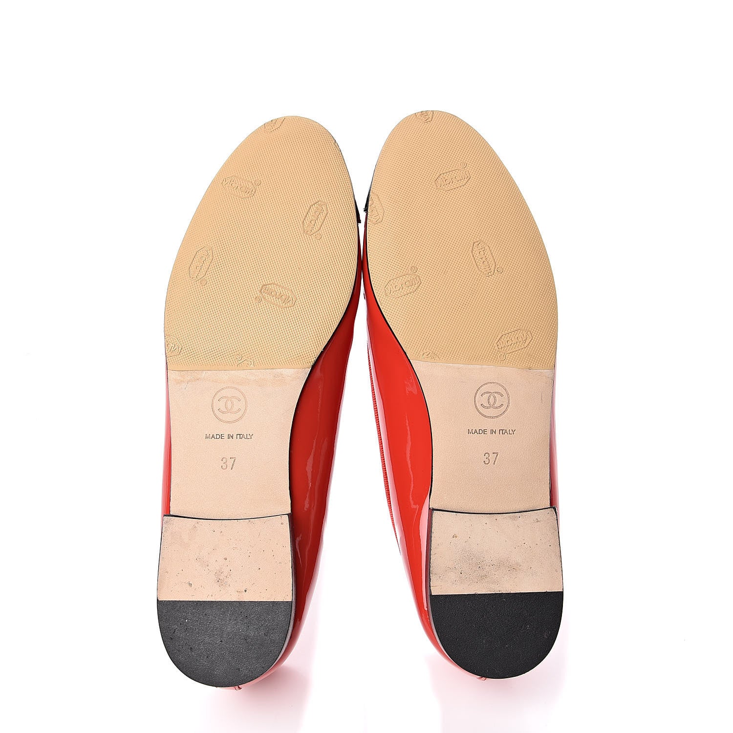 Chanel Patent Cap Toe Ballerina Flats 37 Red Black 5 of 8