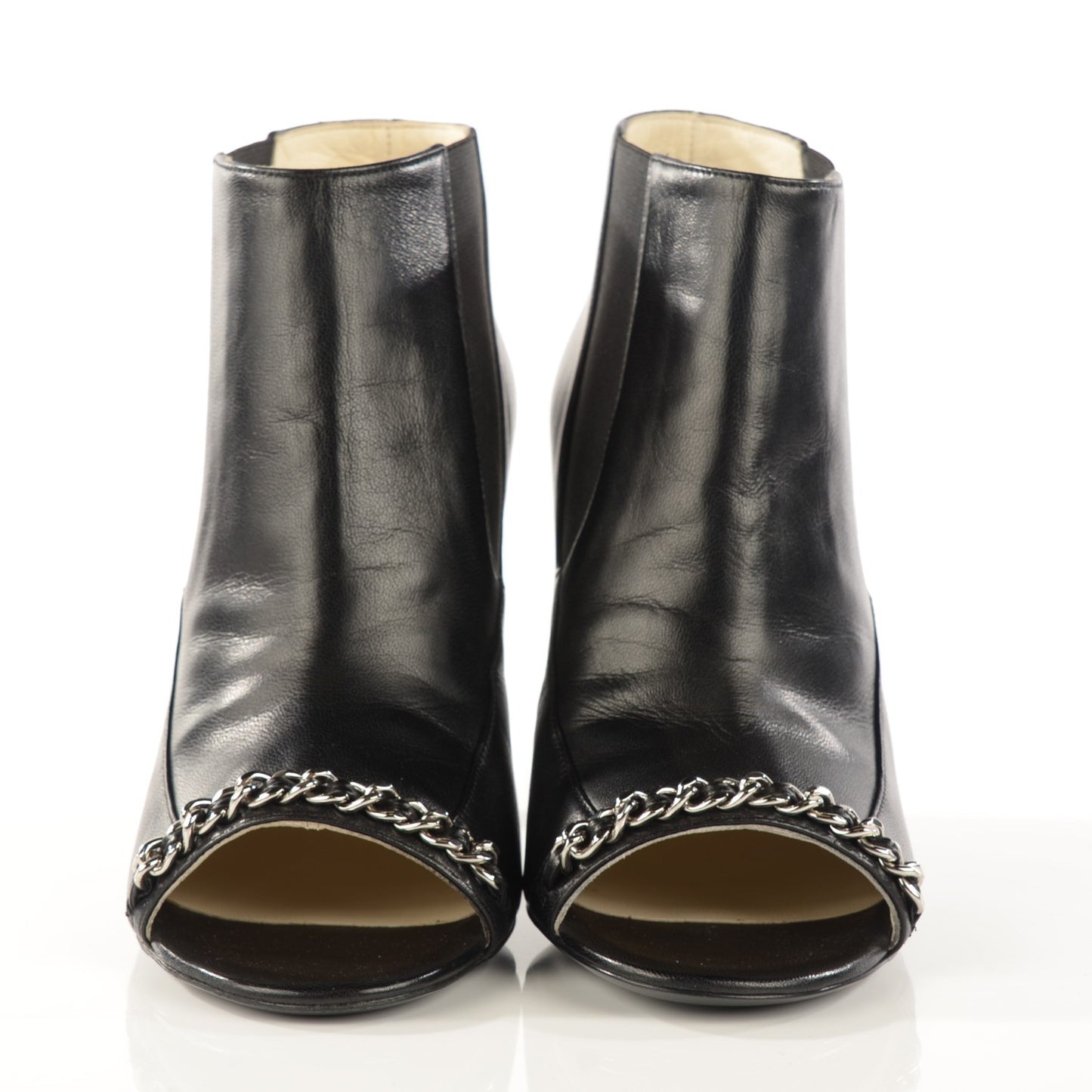 Lambskin Chain Ankle Boots 38 Black