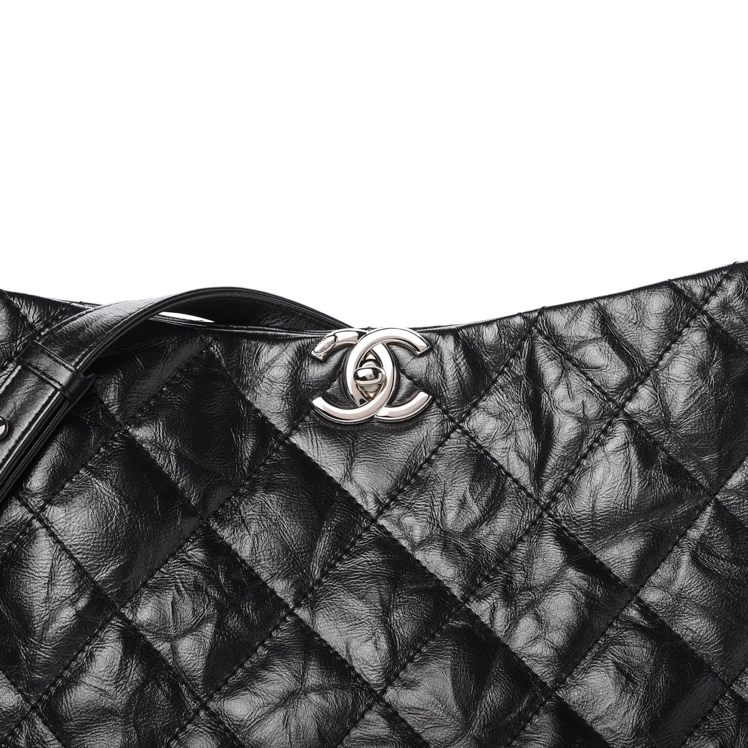 Chanel Metallic Crackled Calfskin Quilted Medium Big Bang Hobo Black 10 of 10