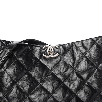 Chanel Metallic Crackled Calfskin Quilted Medium Big Bang Hobo Black 10 of 10