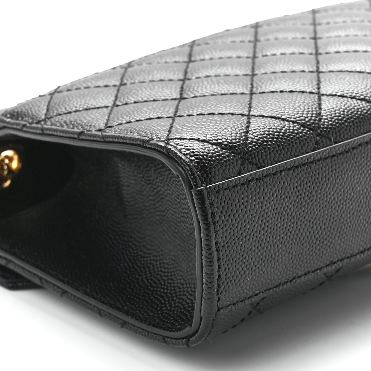 Grain De Poudre Textured Mixed Matelasse Triquilt Small Monogram Satchel Black