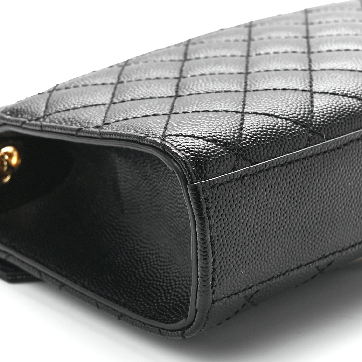 Saint Laurent Grain De Poudre Textured Mixed Matelasse Triquilt Small Monogram Satchel Black 11 of 12
