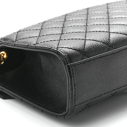 Saint Laurent Grain De Poudre Textured Mixed Matelasse Triquilt Small Monogram Satchel Black 11 of 12