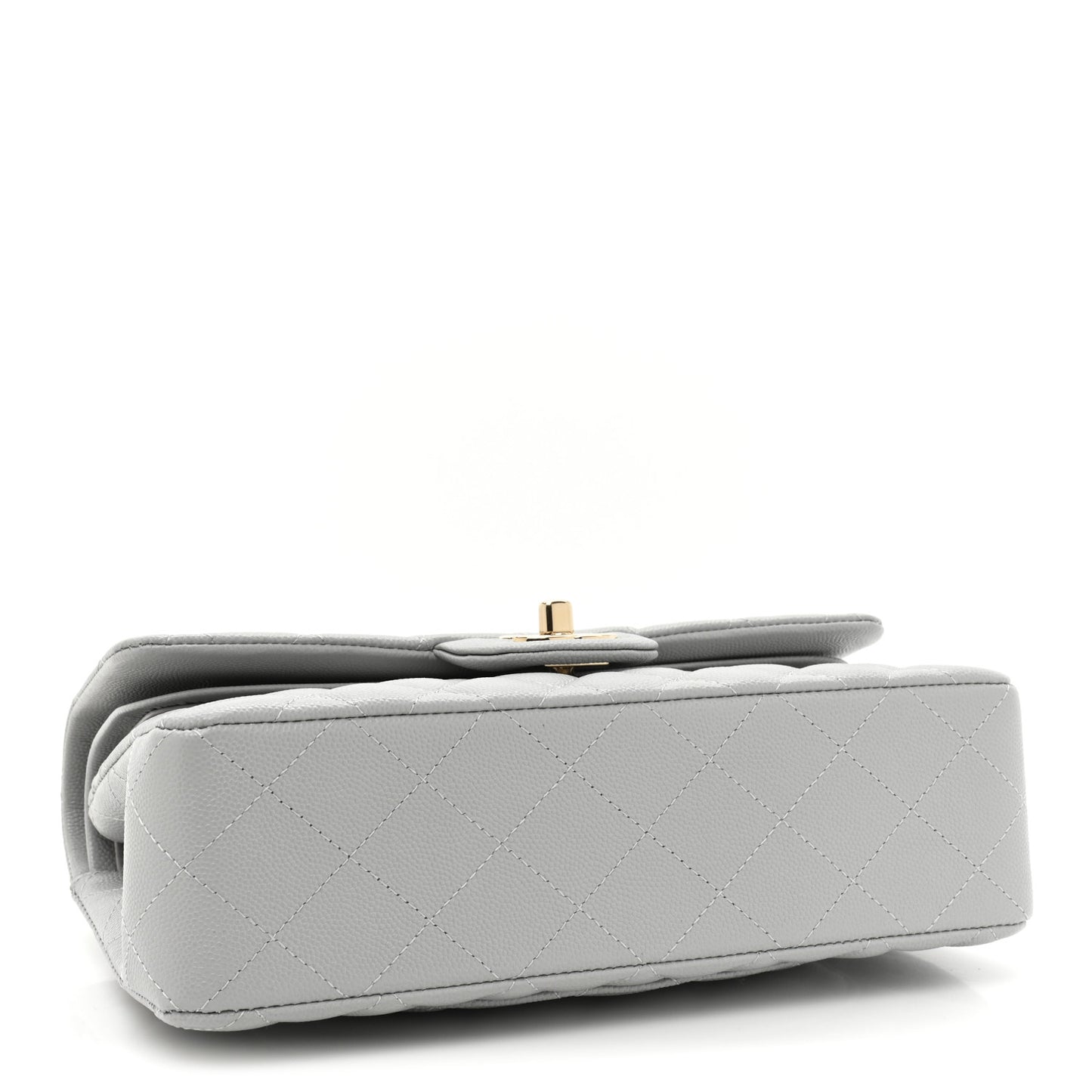 Caviar Quilted Small Double Flap Grey