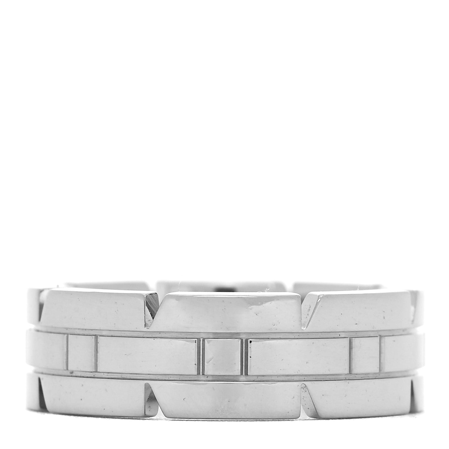 18K White Gold Tank Francaise Band Ring 49 4.75