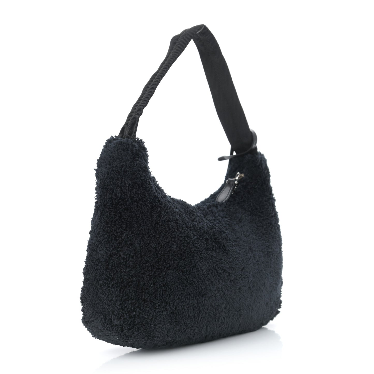 Terry Cloth Mini Re-Edition 2000 Bag Black White