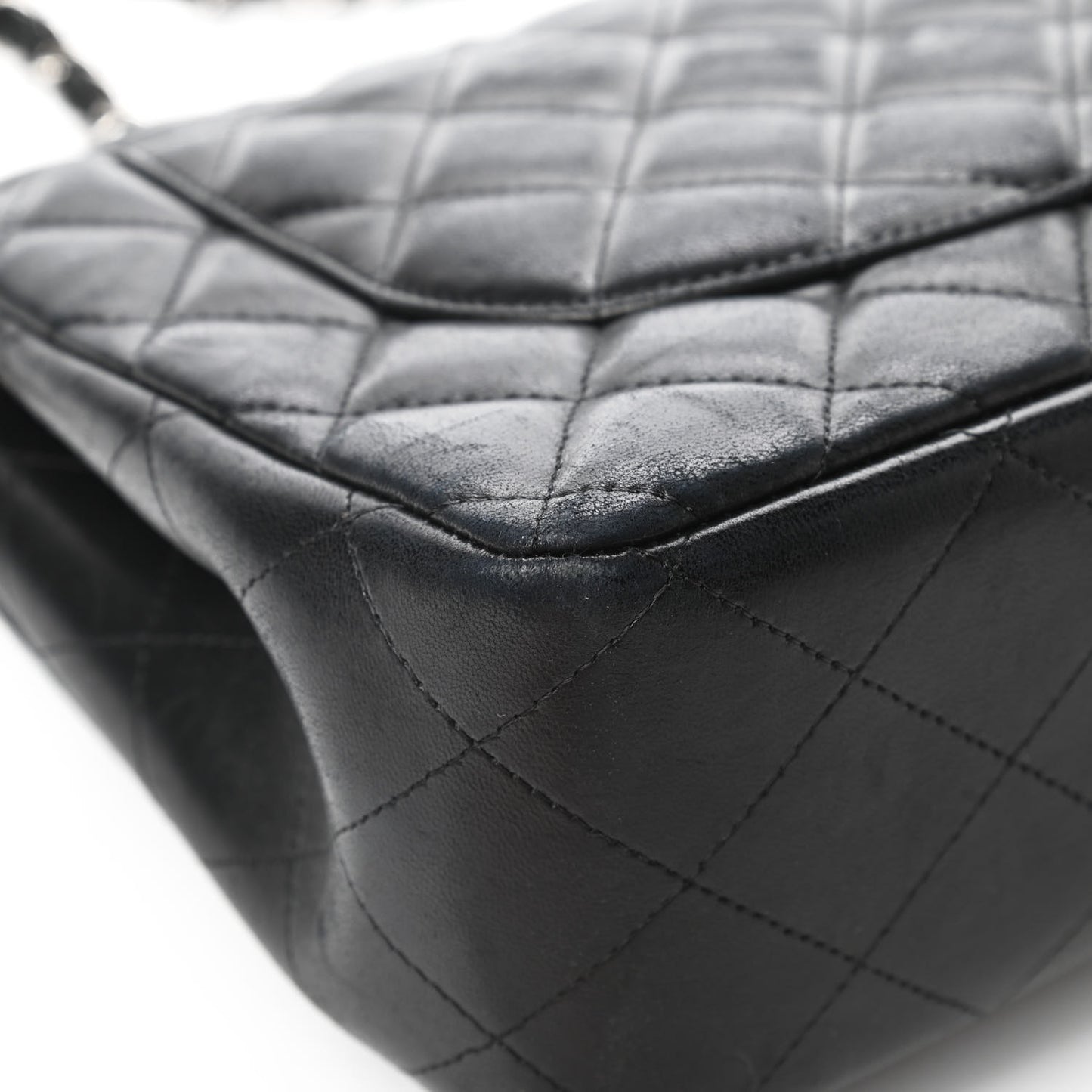 Lambskin Quilted Jumbo Double Flap Black