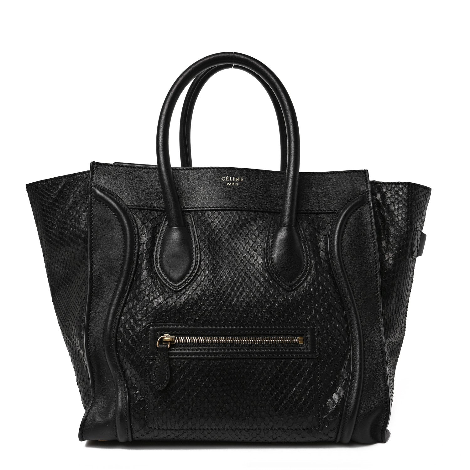 Celine Snakeskin Smooth Calfskin Mini Luggage Black 1 of 7