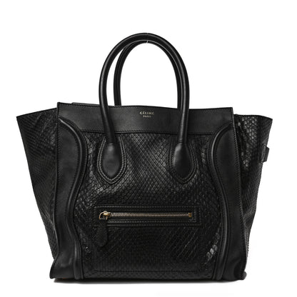 Celine Snakeskin Smooth Calfskin Mini Luggage Black 1 of 7